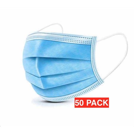 GOPREMIUM Breathable Comfortable Face Mask 50 Piece BLUEMASK50PACK-3 PLY - COD545